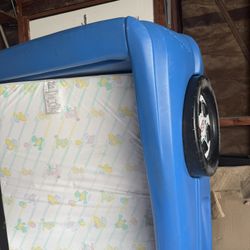 Boy, Kids Blue Bed With Mattress