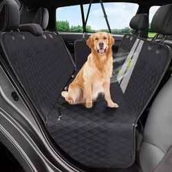 Dog Car Seat Cover, 600D Heavy Durable Dog Seat Cover for Back Seat, 100% Waterproof Scratch Proof Nonslip Dog Hammock for Car with Side Flap, Pet Bac