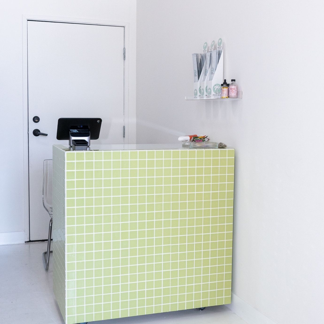 Custom Celery Green Tile Cabinet by FromWillow