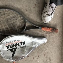 Tennis racket and racquetball racket and one on streamed tennis racket