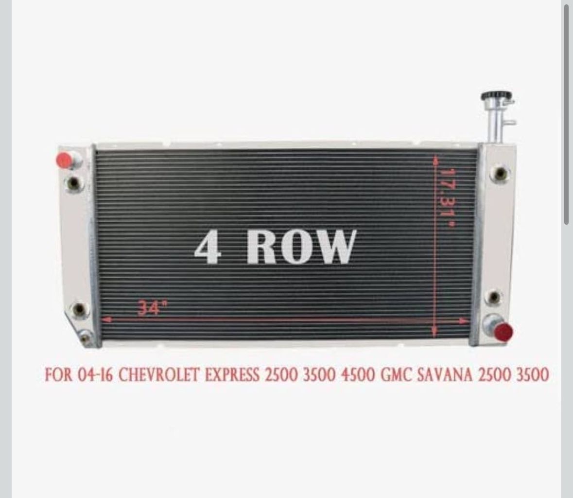 4 Row Core Aluminum Radiator for 2004-2016 Chevy Express GMC Savana 2(contact info removed) 4500 4.8L 6.0L