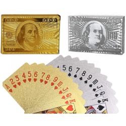 2 Pack Dollar Playing Cards Silver Gold Poker