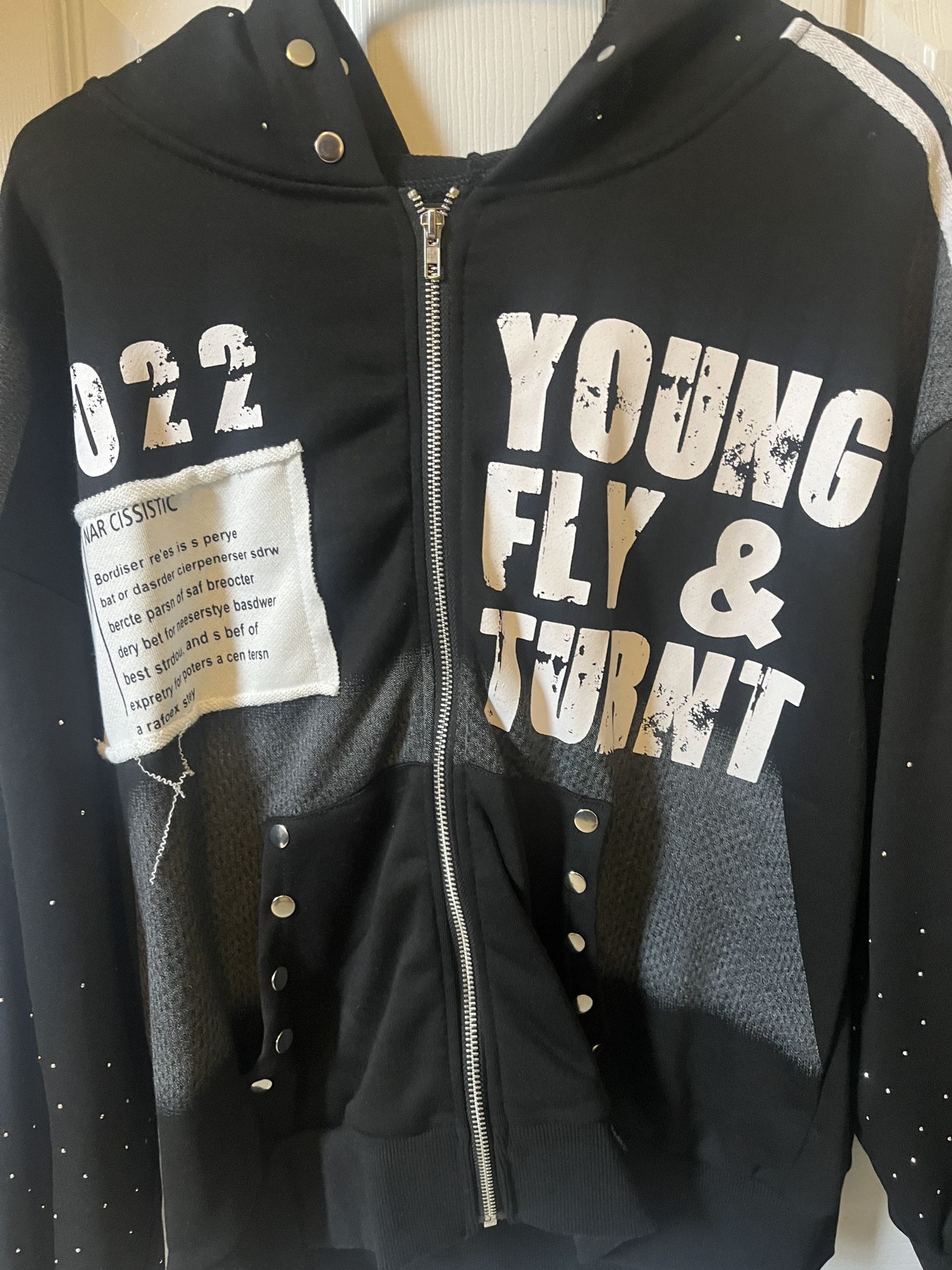 Black and white Young Fly & Turnt hoodie