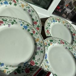 4 Stoneware Dishes English Garden Oven Microwave Safe