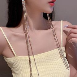 Rhinestone Tassel Earrings 