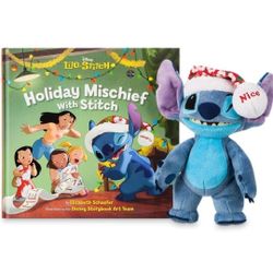Stitch Christmas Book Box Set And Plush Stuffed Animal Disney 