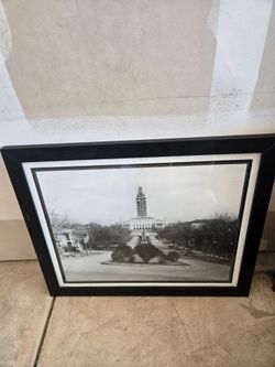Vintage Glass Framed University Of Texas Tower 1936 Picture