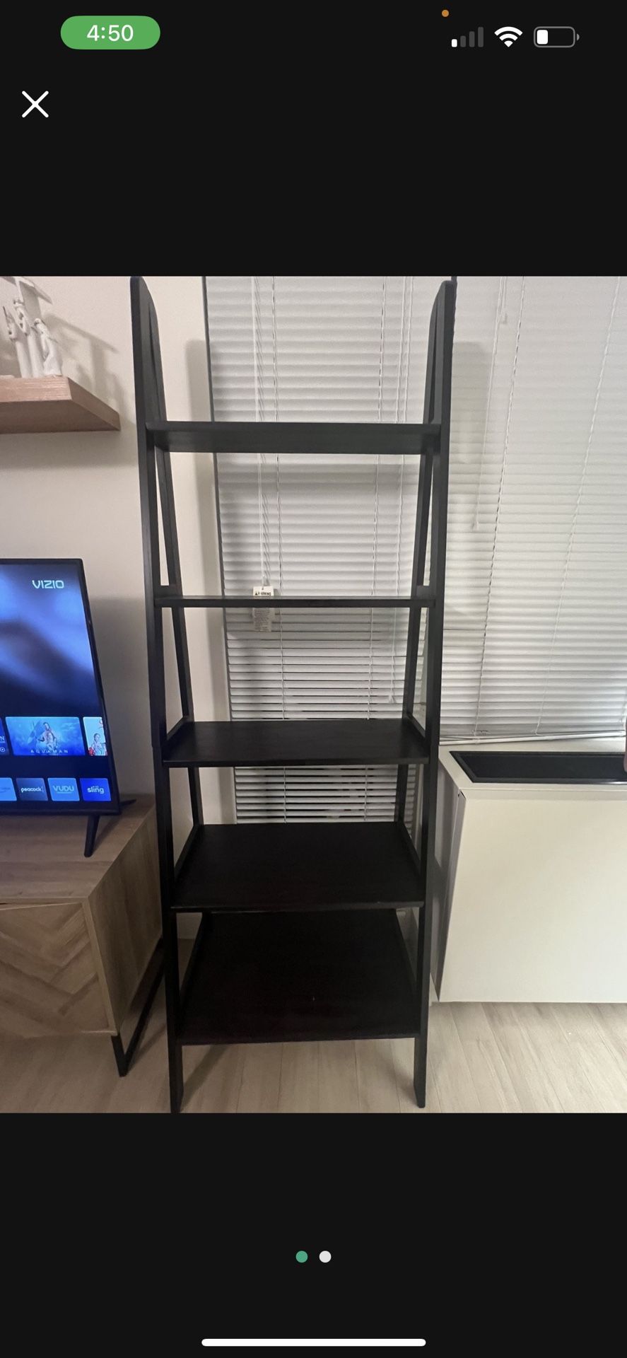 5-Shelf Ladder Wood Bookcase