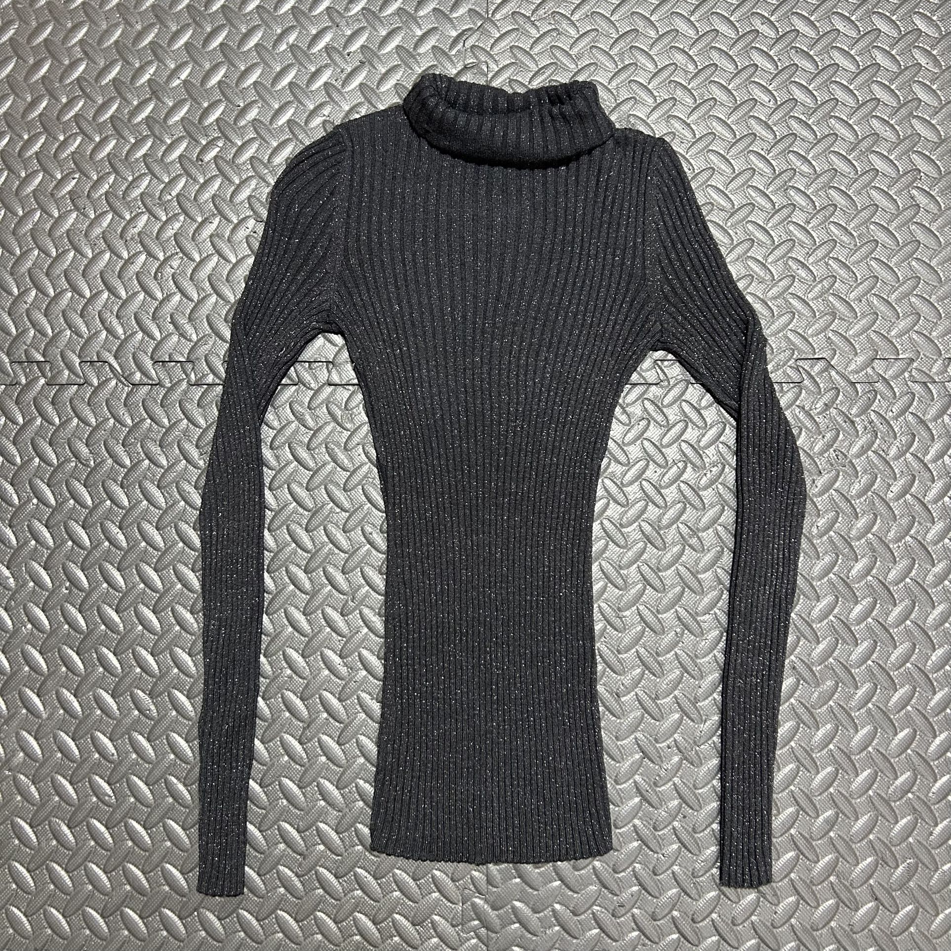 Express Turtleneck Sweater Metallic Shimmer Sparkle Ribbed Black Women’s Small