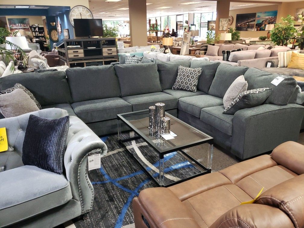 Dark Gray Fabric Sectional 