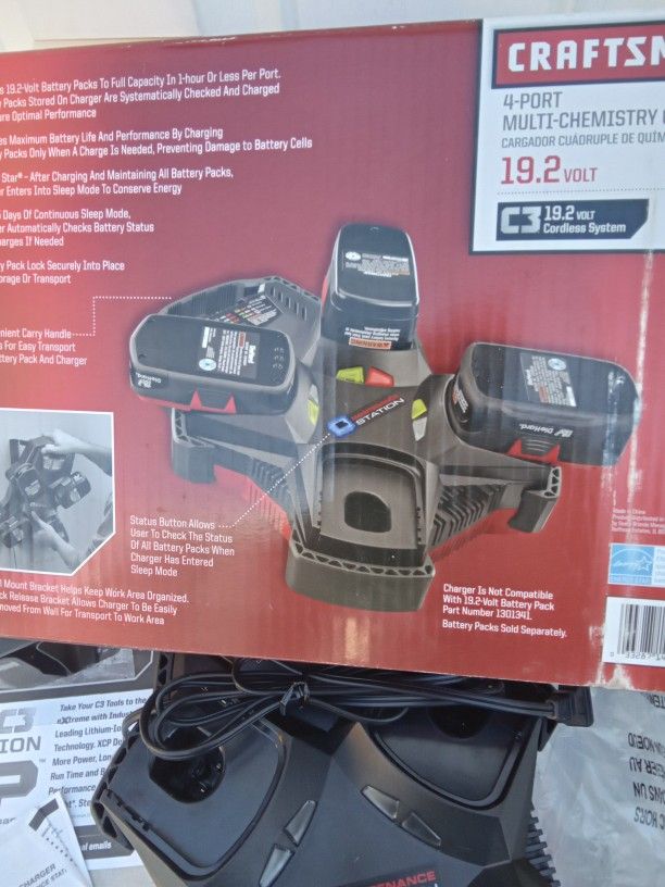 Craftsman 19.2 Volt 4-Port Multi Battery Charger Maintenance Station