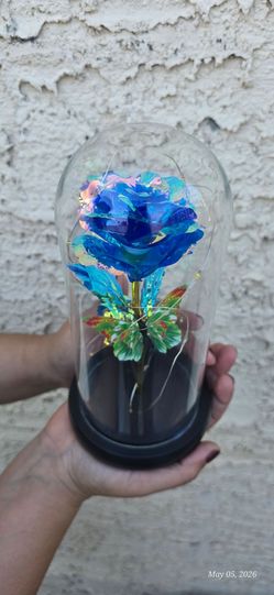 Blue Rose in Glass Dome