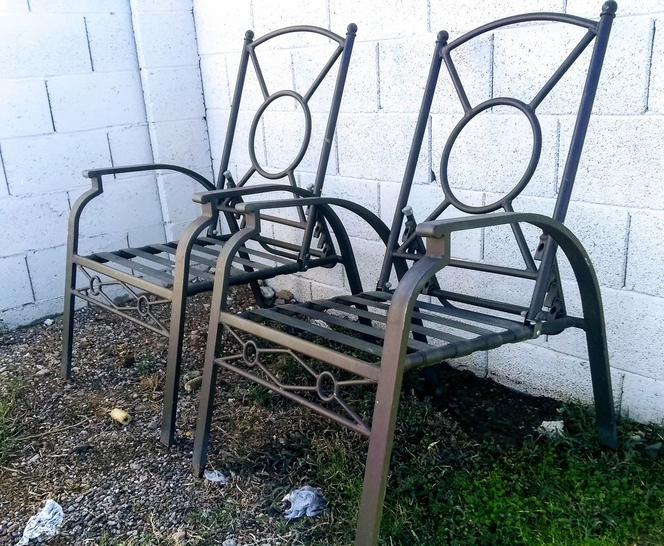 Pair of Wrought Iron Patio Chairs