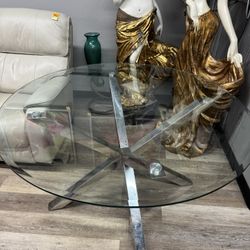 Modern Chrome Dining Table - 57”   - Excellent Condition 