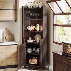 Tribesigns 68-Inch Tall Corner Cabinet, Farmhouse Wooden Kitchen Storage
