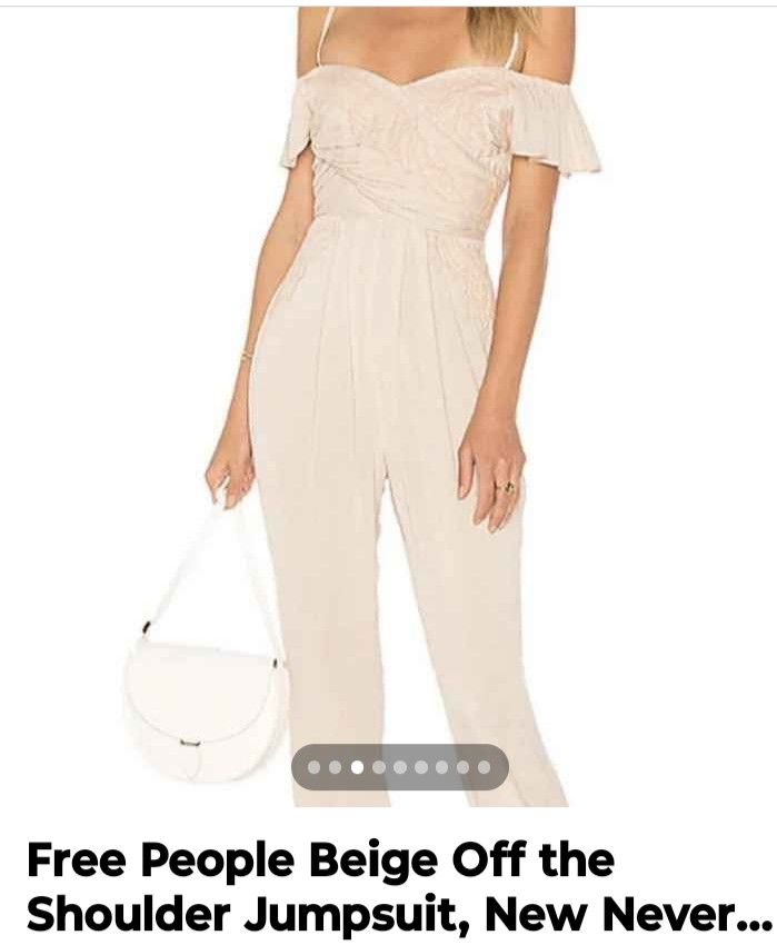 Free People Beige Off the Shoulder Jumpsuit, New Never Been Worn