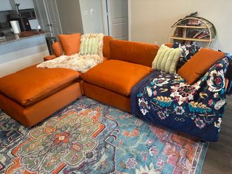 Orange Velvet Sectional - Mild Use