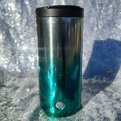 Starbucks Sparkly Teal/White 2018 Stainless Steel Travel Tumbler 12 oz with Lid