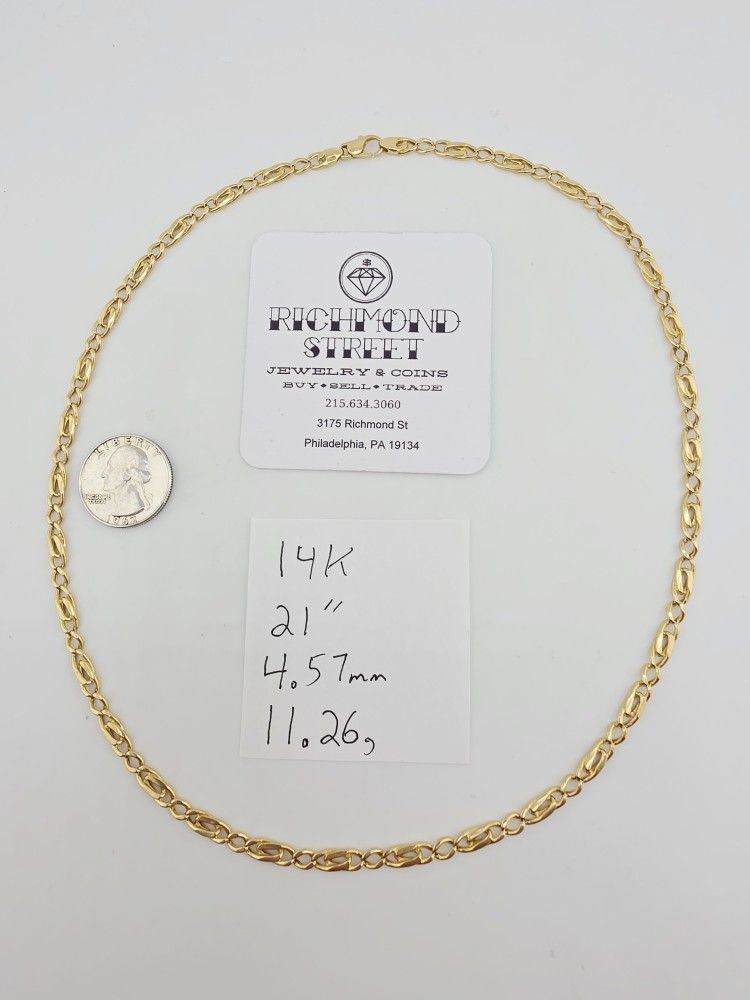 14k gold 21" tigers eye chain