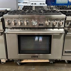 THERMADOR 36”WIDE DUAL FUEL RANGE STOVE IN STAINLESS STEEL 