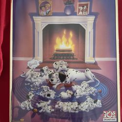 Vintage 101 Dalmatians Walt Disney Original Poster by Fireplace #82057 16x20
