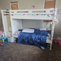 White Bunk Bed With Step Drawers