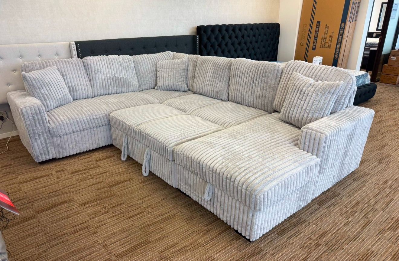 New Grey Sectional With Sofa Bed