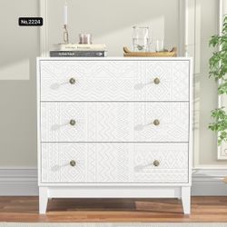 31.5”W,3 Drawer Dresser Chest for Bedroom, Wood Carved Dressers Chest of Drawers, Wooden Dressers with Wide Storage Space Dresser Closet for Bedroom, 