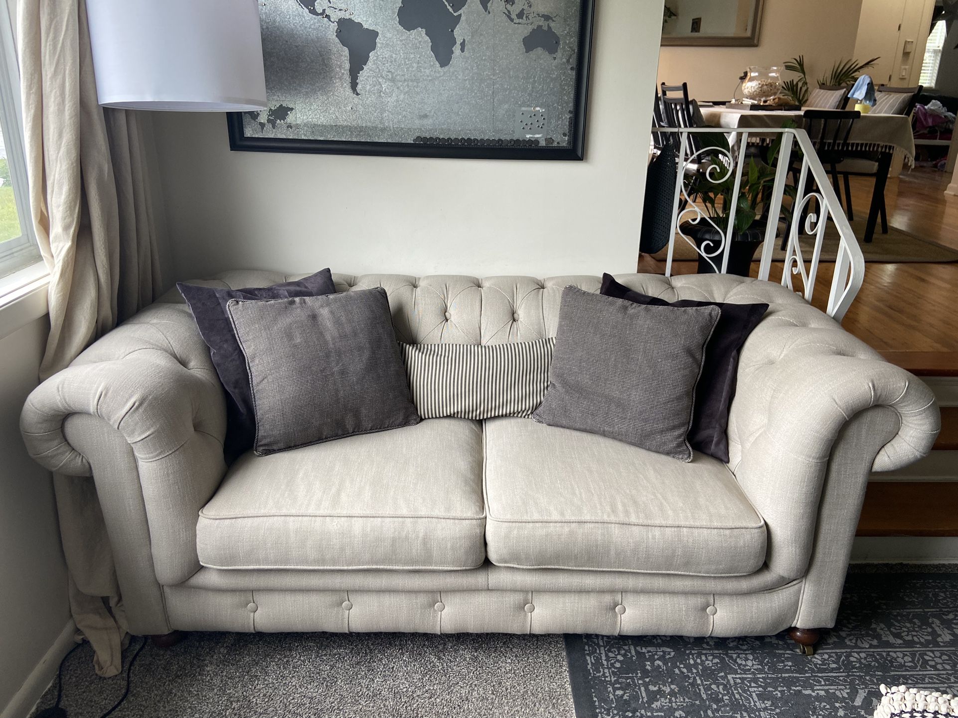 Cream Chesterfield Couch/loveseat