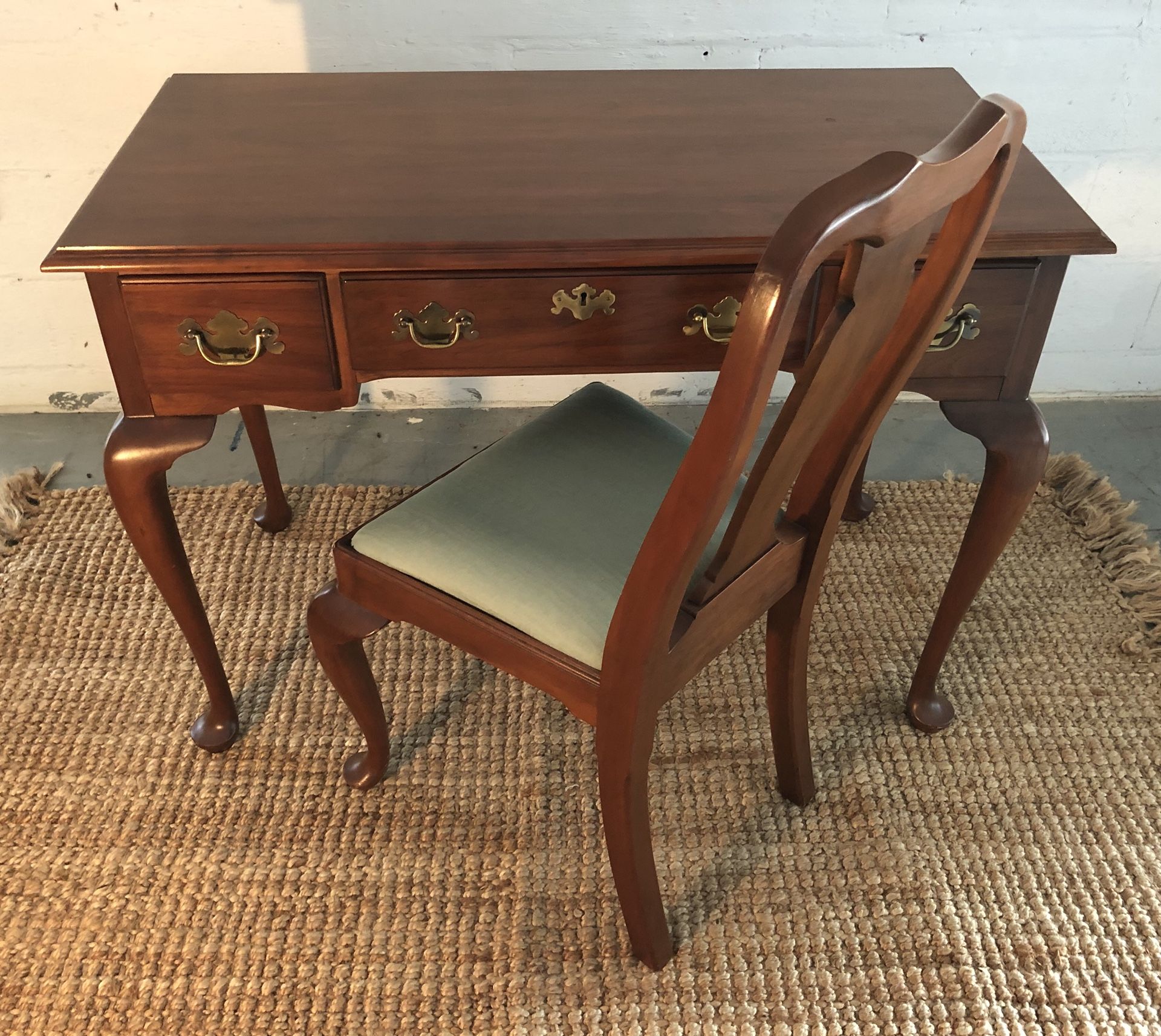 Henkel Harris Solid Black Cherry Vanity Desk and Chair.