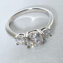 1 Carat 3 Stones Moissanite Women Wedding Anniversary Ring 925 Sterling Silver