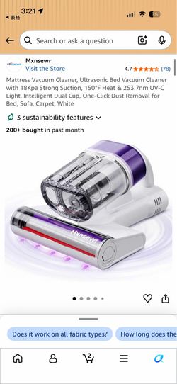 Mattress Vacuum Cleaner with 18Kpa Suction & UV-C Light (White)