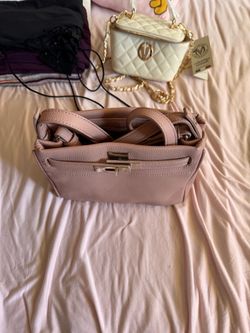 Blush Pink Structured Handbag with Silver Hardware