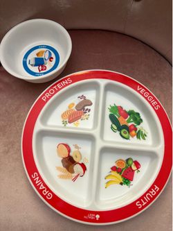 MyPlate Portion Control Plate with Dairy Bowl Dishwasher & Microwave Safe
