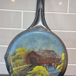 Vintage Cold Handle Cast Iron Skillet 9” – Rustic Farmhouse Cowboy Decor 