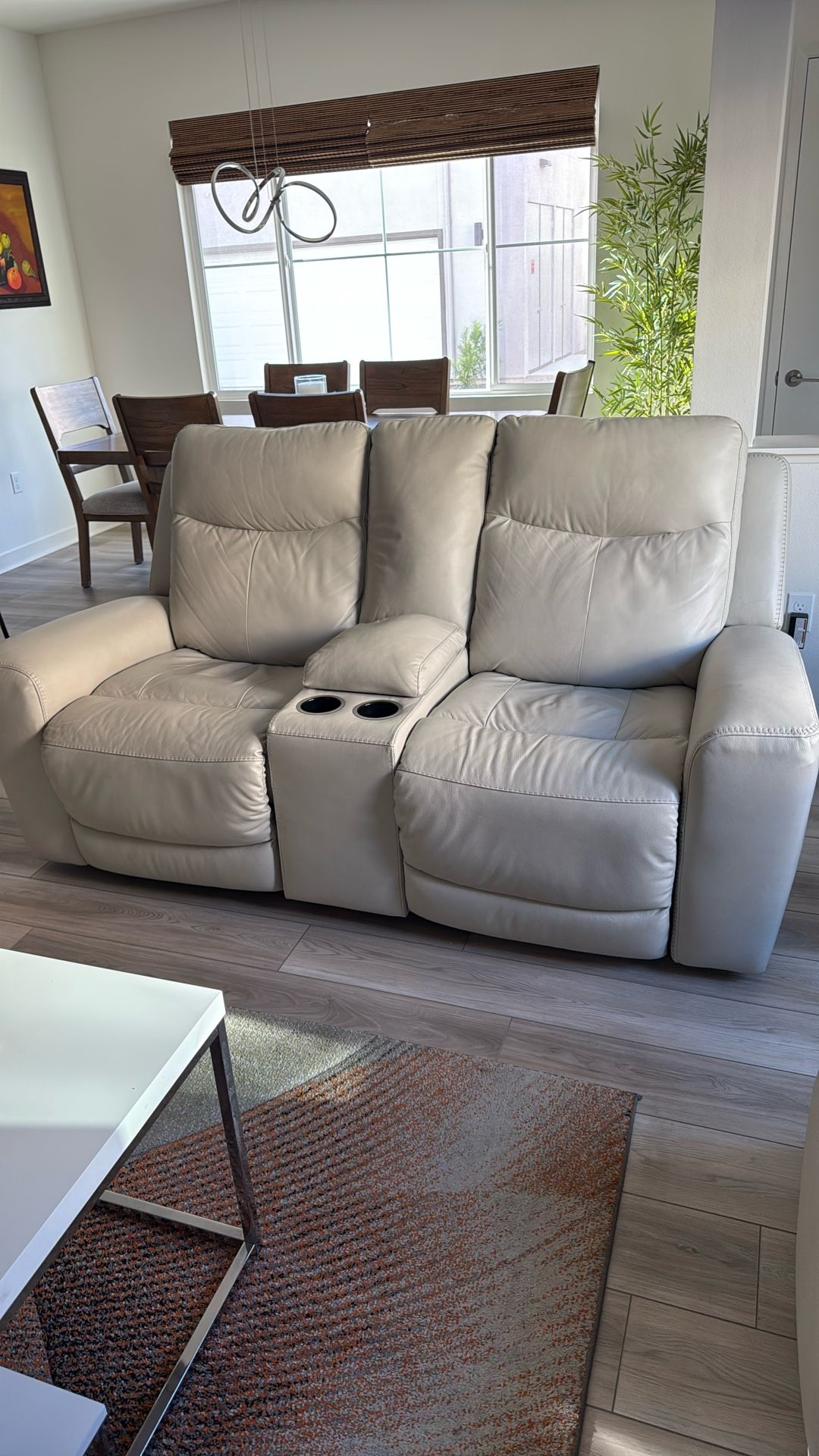 Mindanao Dual Power Leather Reclining Loveseat with Console