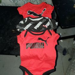 Puma 3pk 0-3 Month Bodysuits