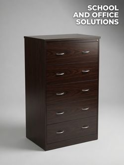 5 drawer wooden filling cabinet . Dimension 36W x 24D x 60H color : various . Quantity 1