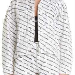 Alexander Wang Falling Back Logo Denim Jacket White Size S Monogram Denim