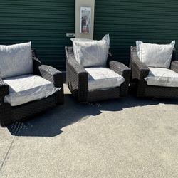 New 3pc Set Oversize Swivel Outdoor Patio Furniture Rocker Chairs