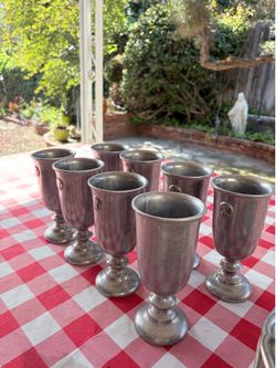 Set of (4) Vintage Wilton Armetale RWP Pewter Wine Water Goblets Pewter