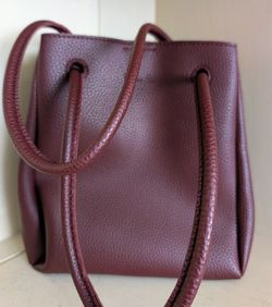 Elena H designer Korean brand purse handbag genuine leather shoulder bag, wine burgundy red