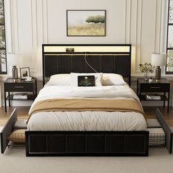 Full bed frame with headboard