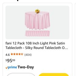 12 Pack 108 Inch Light Pink Satin Tablecloth