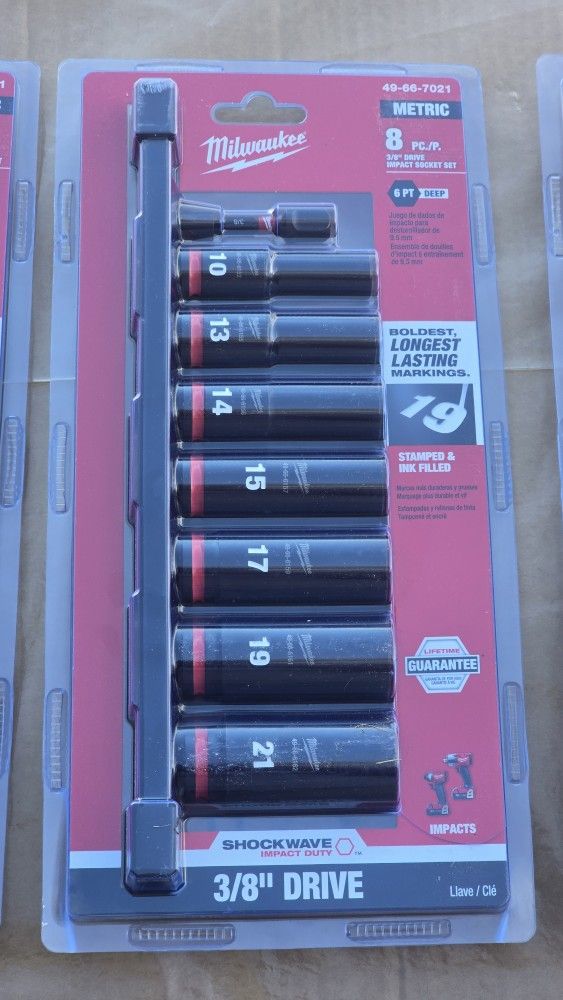 Shockwave Impact Duty 3/8 In Metric Deep Impact Rated Socket Set(8 Piece)