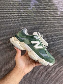 New Balance 9060 Green Suede Sneakers
