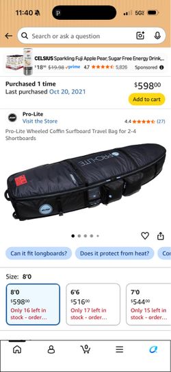 Pro-lite wheeled 3 surfboard bag (8ft)