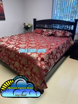 California king bed frame wooden cherry cama madera sólida