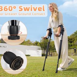 (1111-5) Adjustable Forearm Crutches for Adults – 10-Level Height Ergonomic Arm Crutches, Adjustable Hook & Loop Strap, Foldable Crutches for Leg&Surg