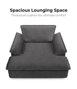 LIKIMIO 59" Oversized Chaise Lounge Chair Indoor, Corduroy Upholstered Sofa Bed, Sleeper Couch Reading Chair, Cloud Sofa Couch (Dark Gray)